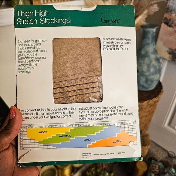VTG Jcpenny 80's Misty Beige Thigh High Stretch Stocking. - Picture 4 of 5